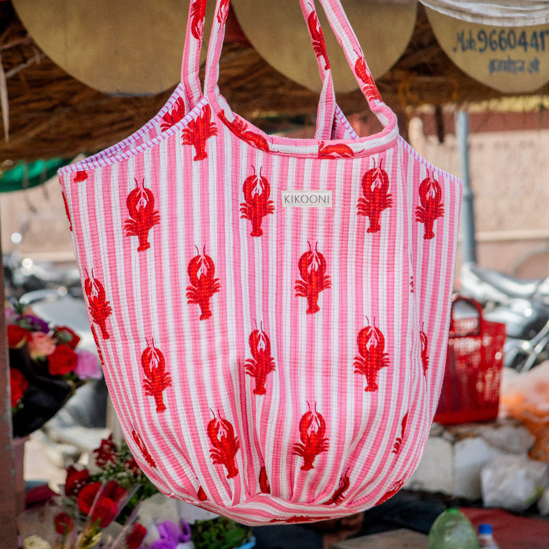 Carry All "Striped Lobster" pink
