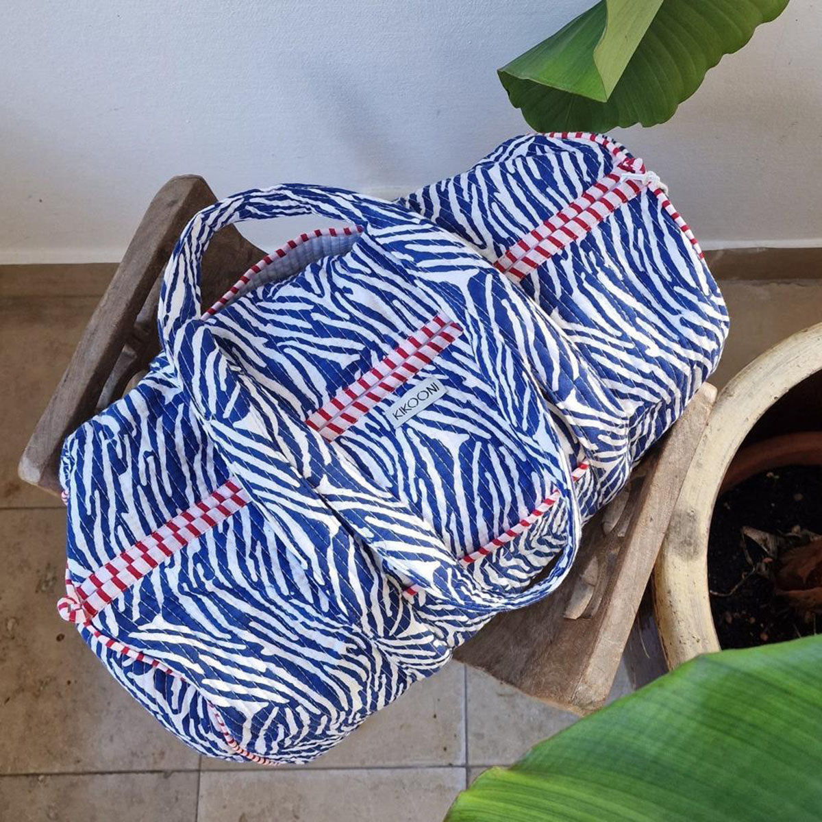 Handmade cotton bag "blue Zebra"