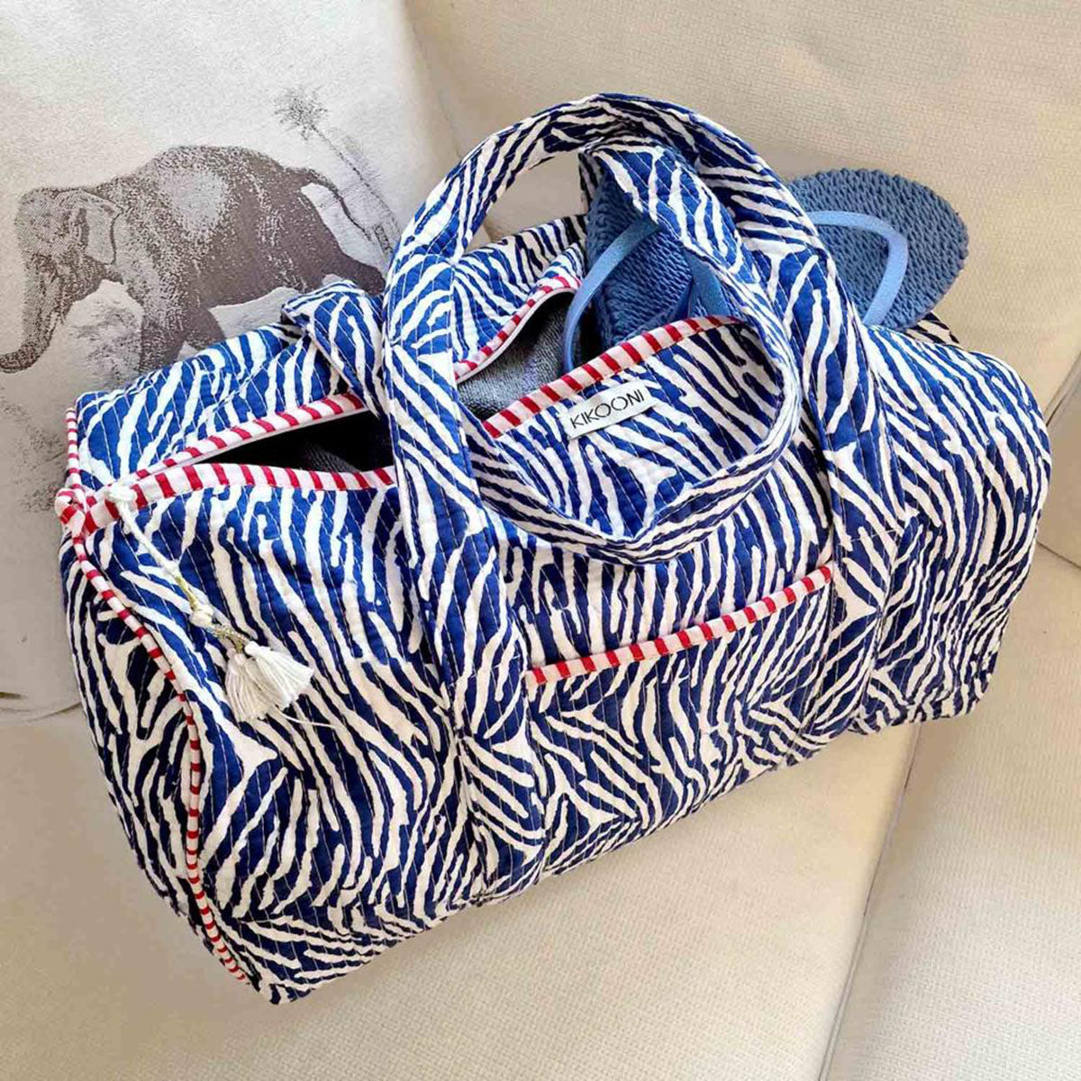 Handmade cotton bag "blue Zebra"