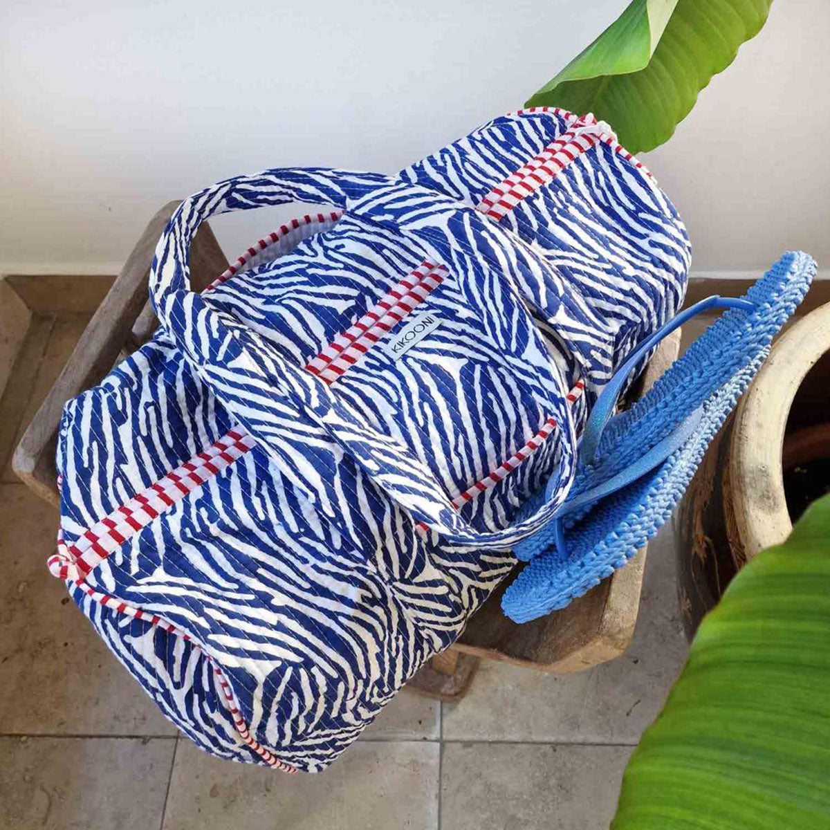 Handmade cotton bag "blue Zebra"
