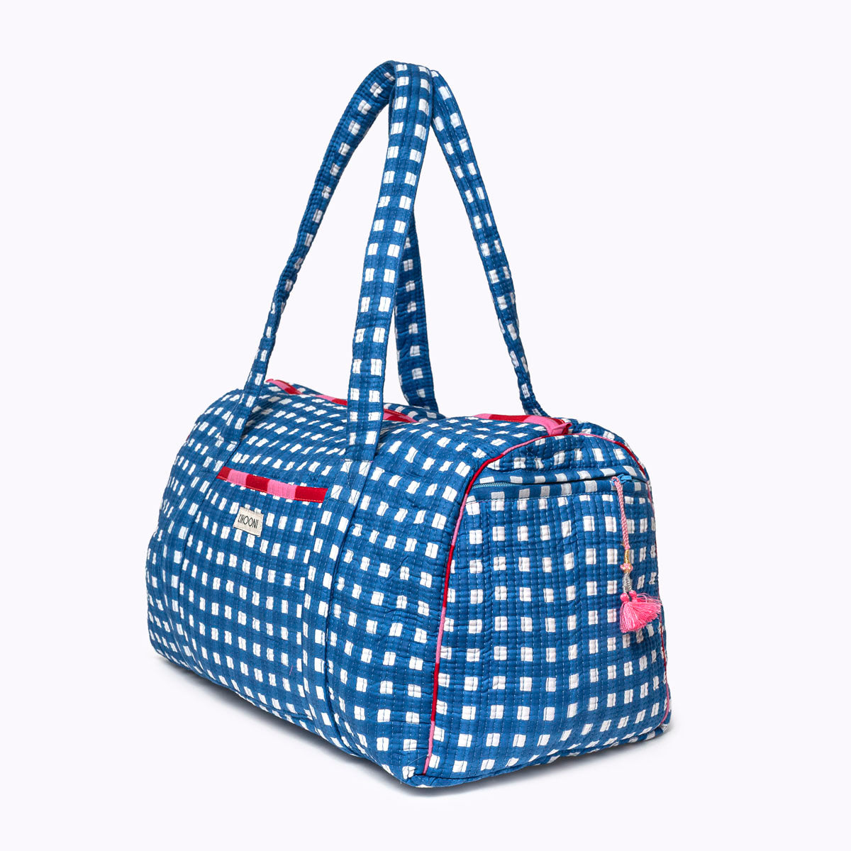 Baumwolltasche "Happy Checks" blau