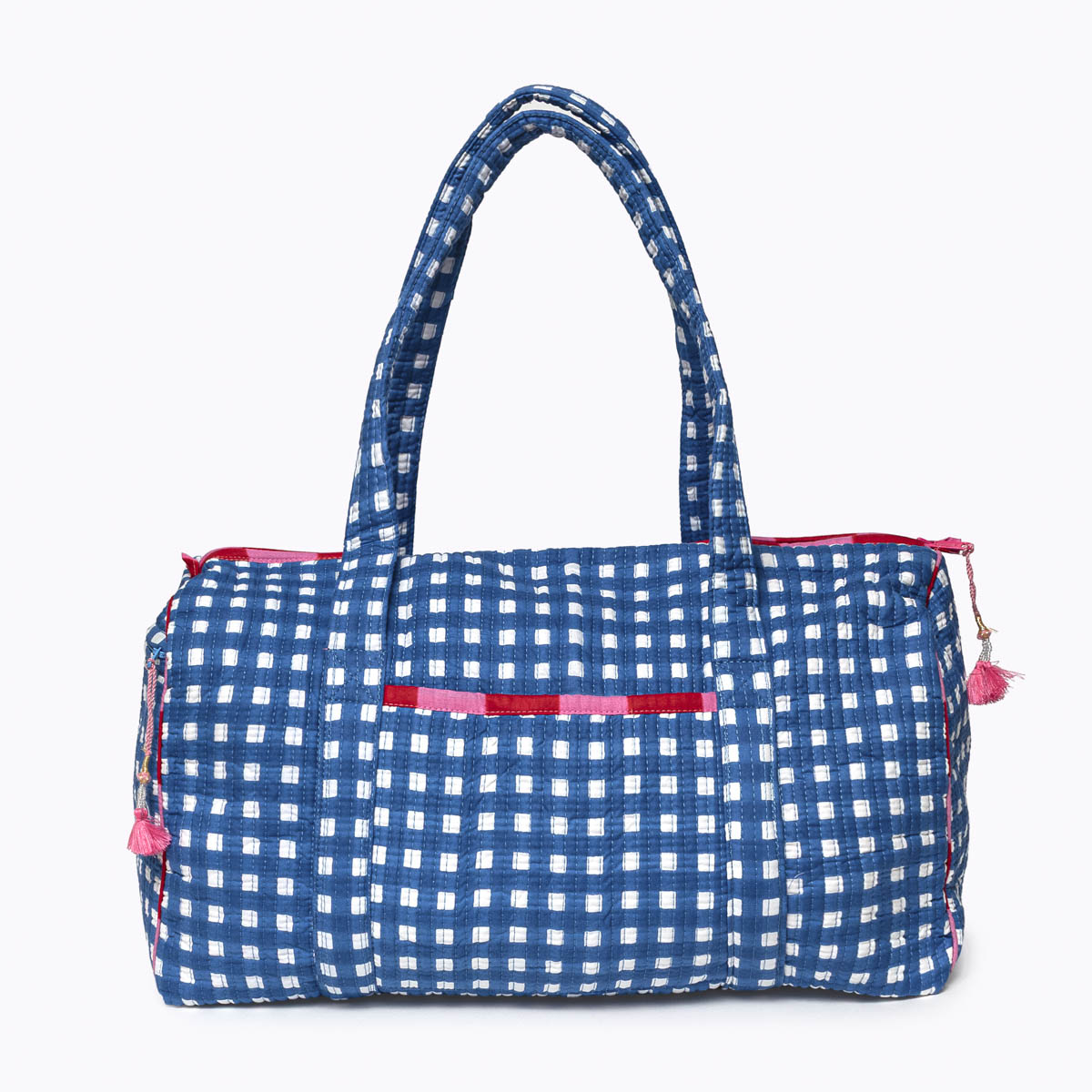 Baumwolltasche "Happy Checks" blau