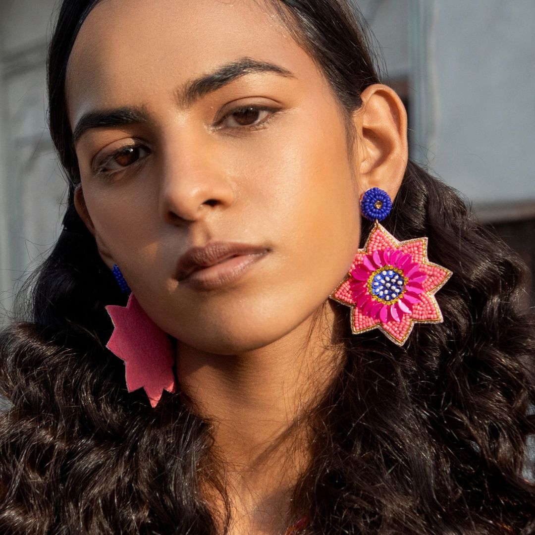 Beaded earrings "Star Flower"