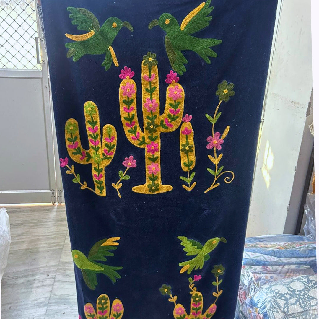 handgefertigte Velvet Jacke "my mexican escape" darkblue