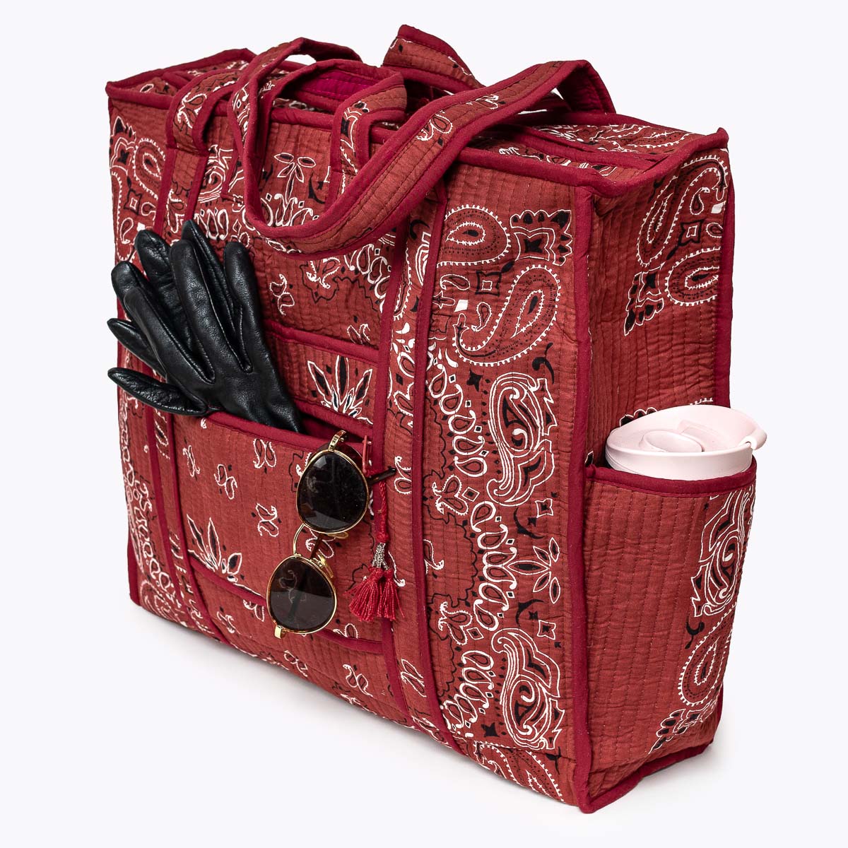 Reise Tote Bag "Paisley Burgundy"