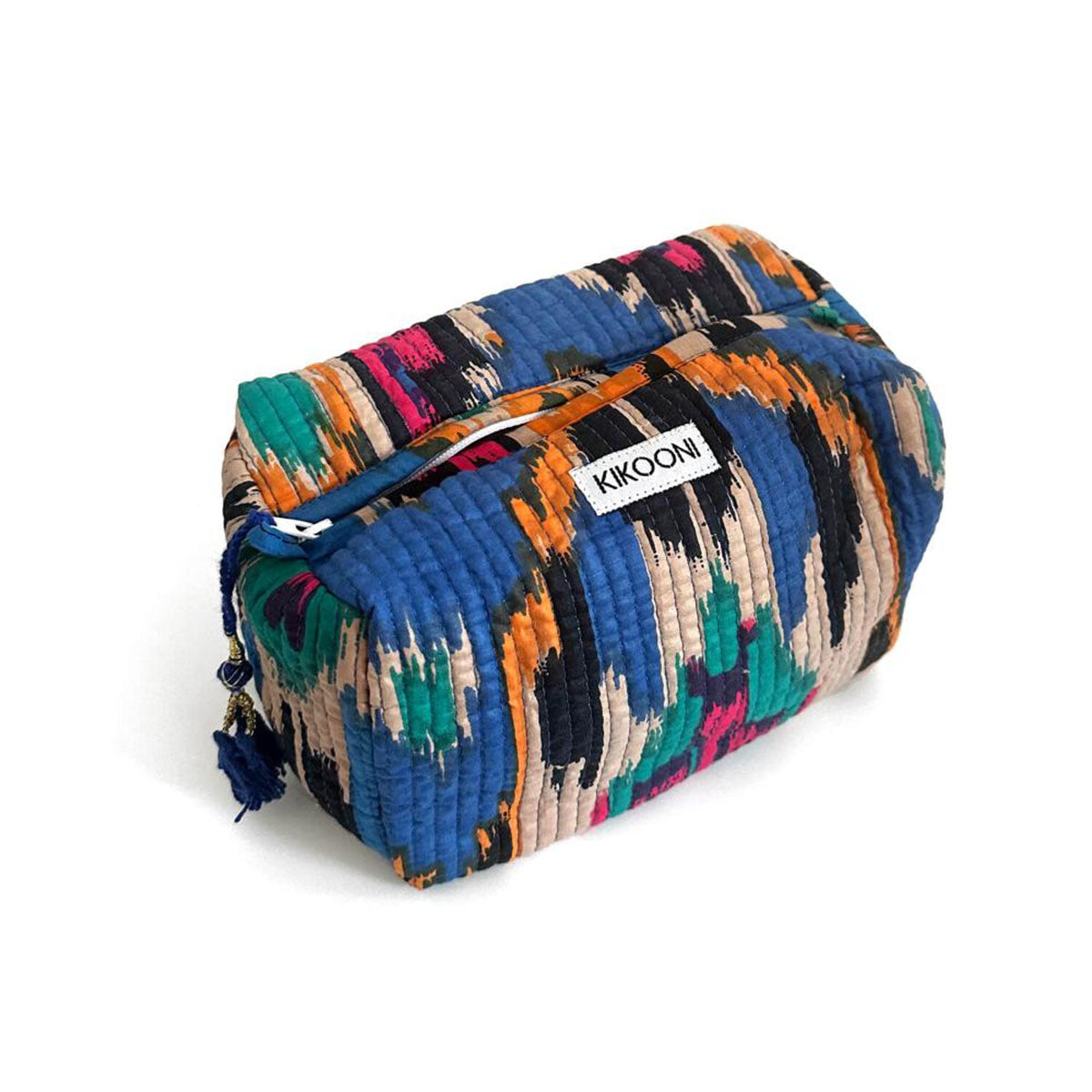 Handgemachte kleine Kosmetiktasche "blue Ikat"