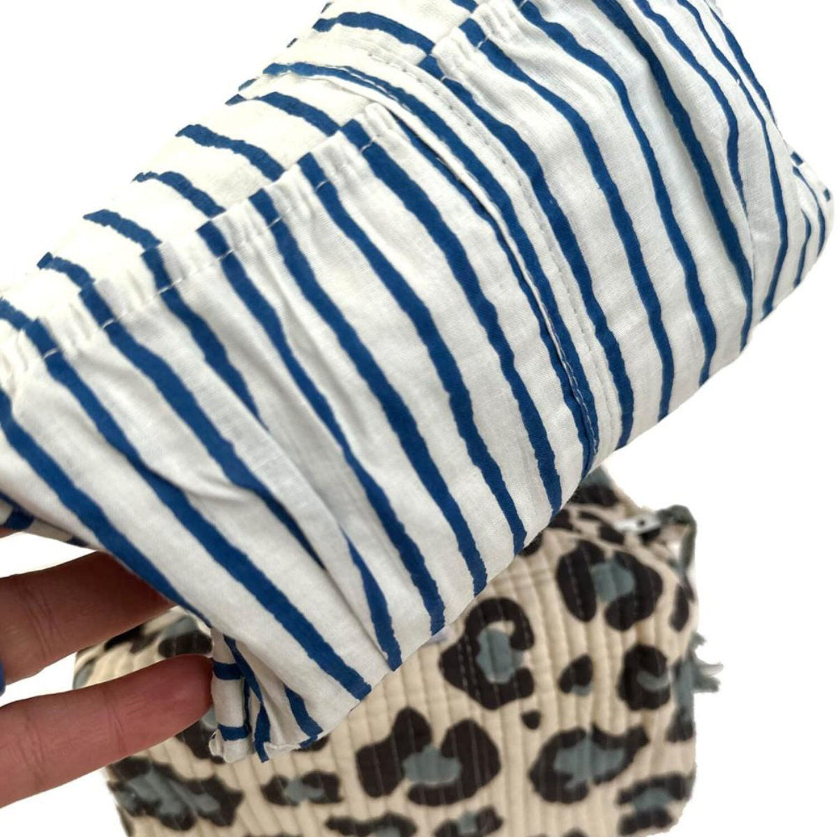 Handmade small cosmetic bag "blue Leo"