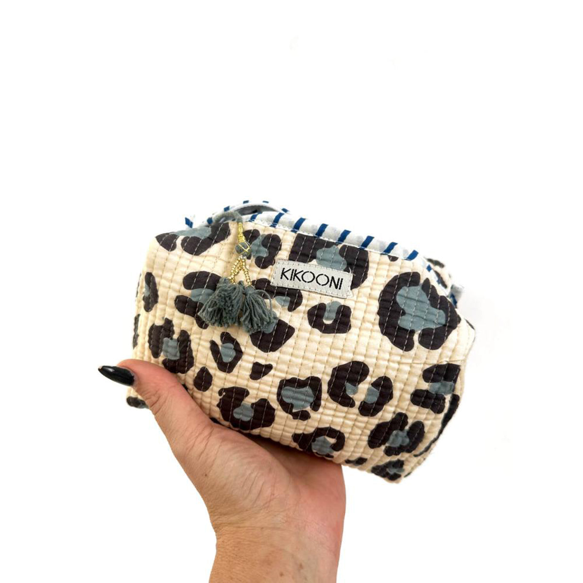 Handmade small cosmetic bag "blue Leo"