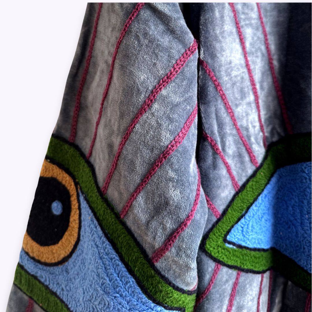handgefertigte Velvet Jacke "My 3. Eye" - Water
