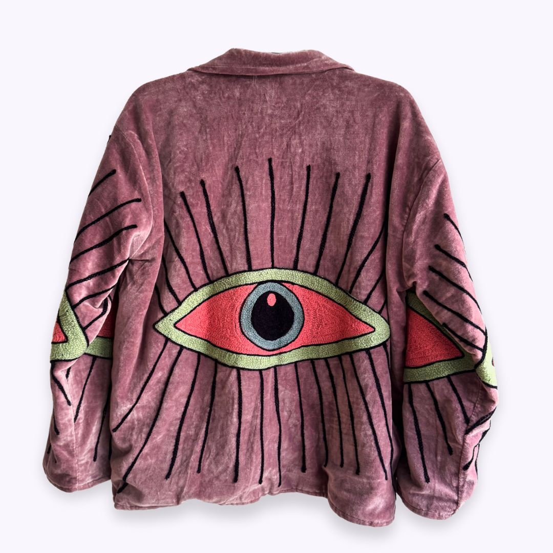 handgefertigte Velvet Jacke "My 3. Eye" - rusty rose