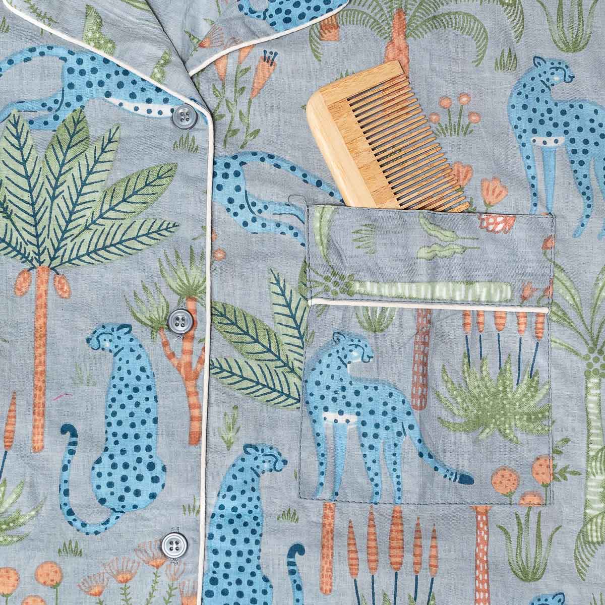 handbedruckter Baumwoll Pyjama "Safari Sky"
