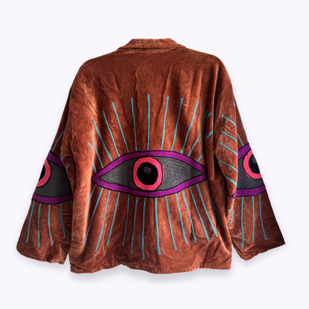 handgefertigte Velvet Jacke "My 3. Eye" - CINNAMON VIBES