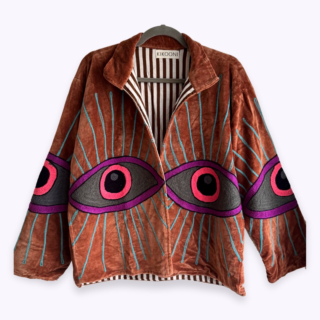 handgefertigte Velvet Jacke "My 3. Eye" - CINNAMON VIBES
