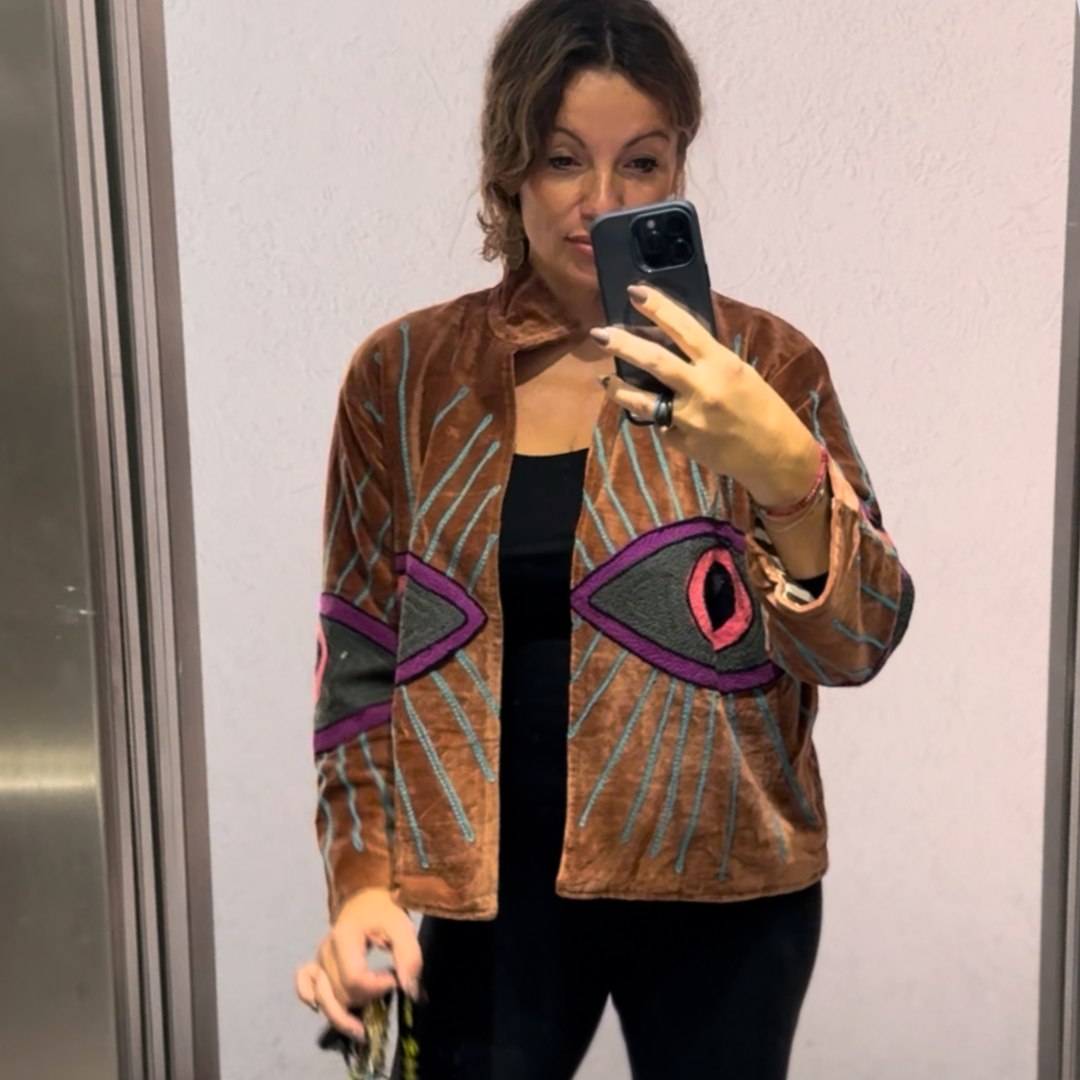 handgefertigte Velvet Jacke "My 3. Eye" - CINNAMON VIBES
