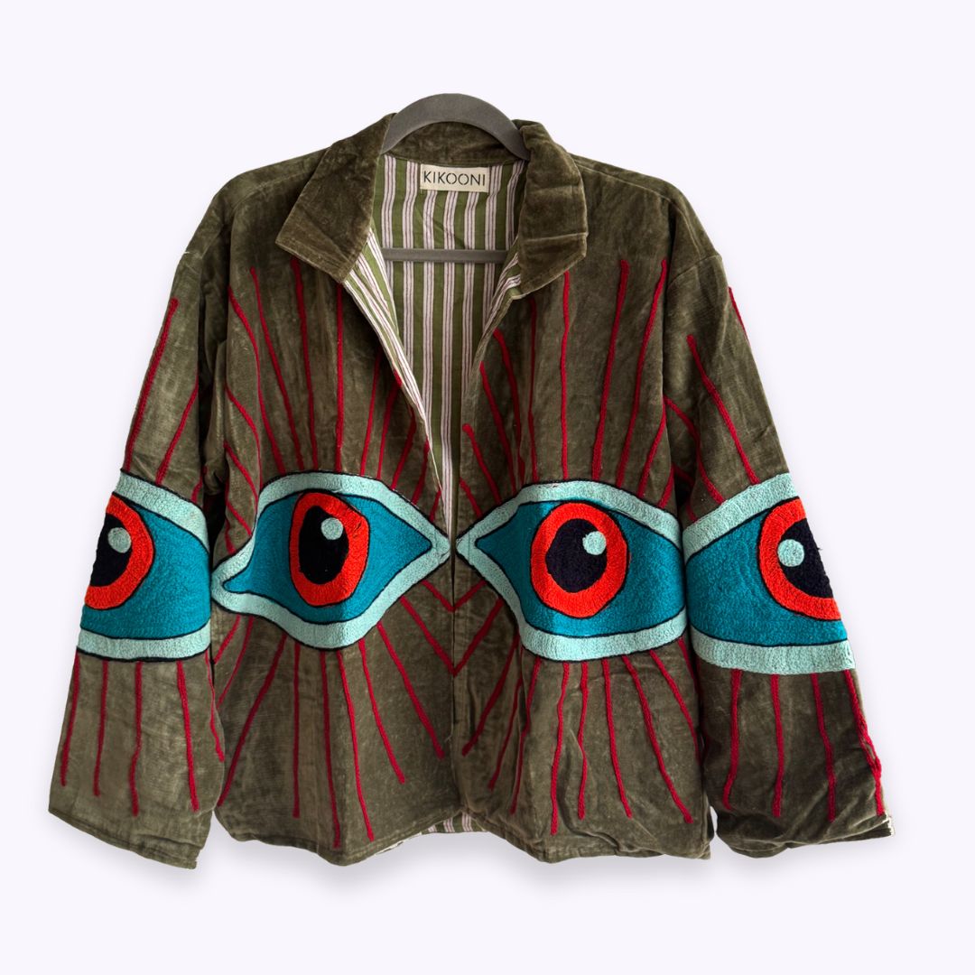 handgefertigte Velvet Jacke "My 3. Eye" - in the Woods