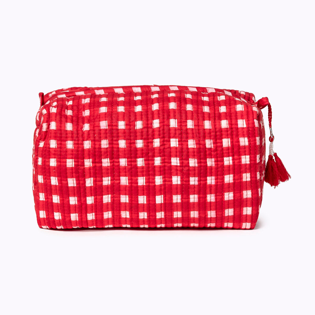 Kosmetiktasche "HAPPY CHECKS" rot