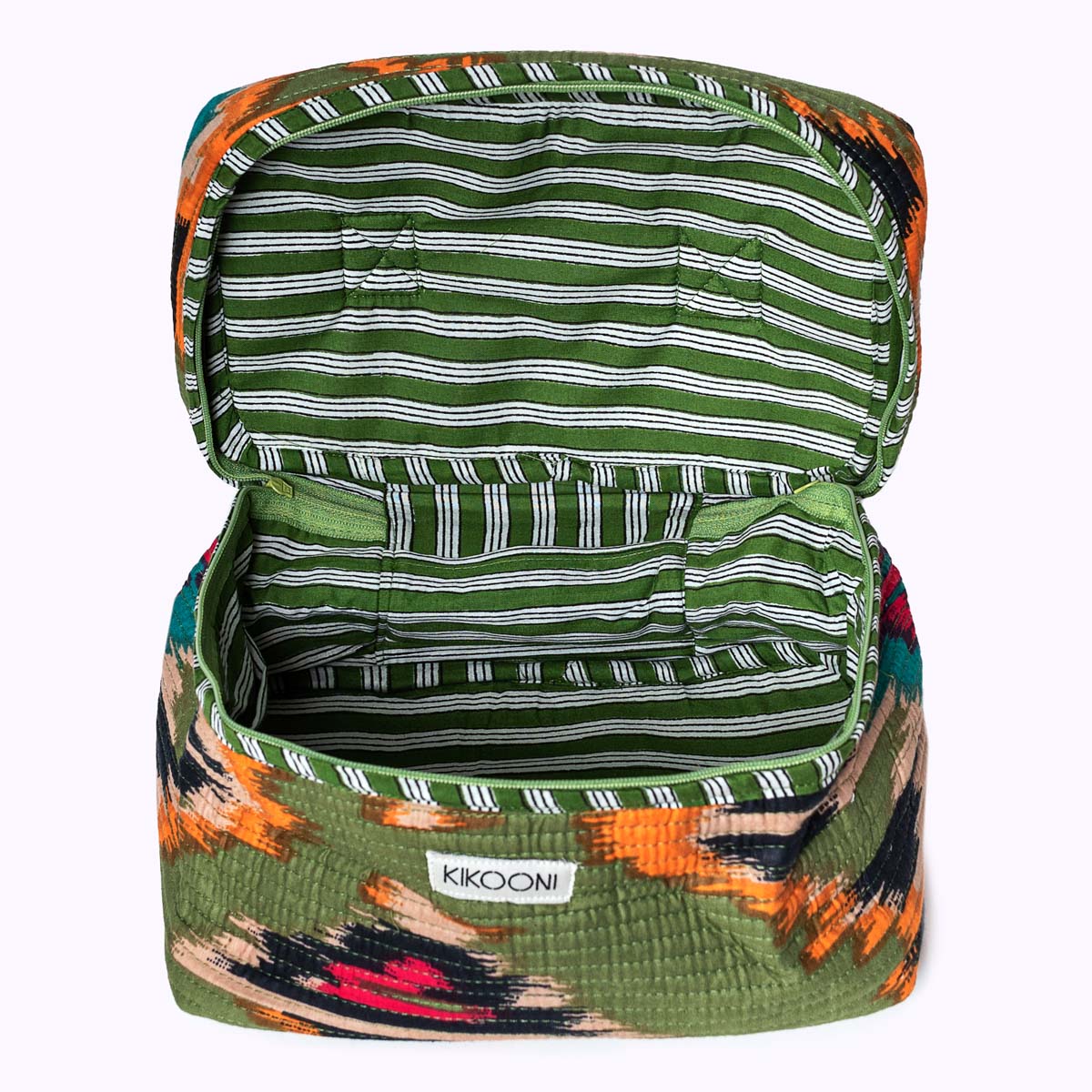 Große Kosmetiktasche BIG BEAUTY "Green Ikat"