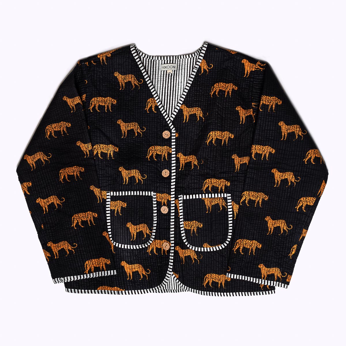 handgefertigte Baumwolljacke "black Leopard"