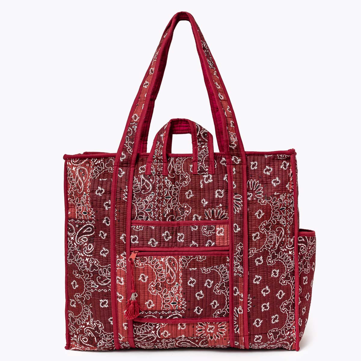 Reise Tote Bag "Patchwork Paisley Dark Burgundy"