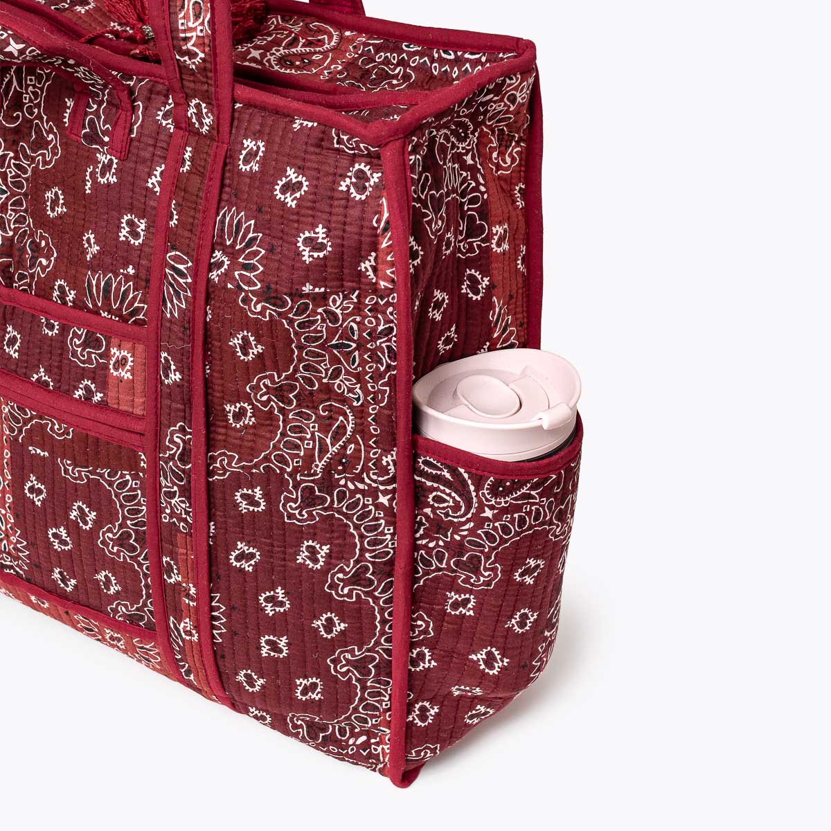 Reise Tote Bag "Patchwork Paisley Dark Burgundy"