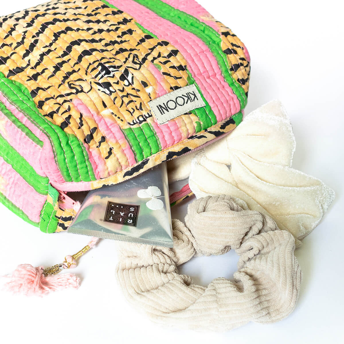 Handgemachte kleine Kosmetiktasche "Poppy Tiger Candy"
