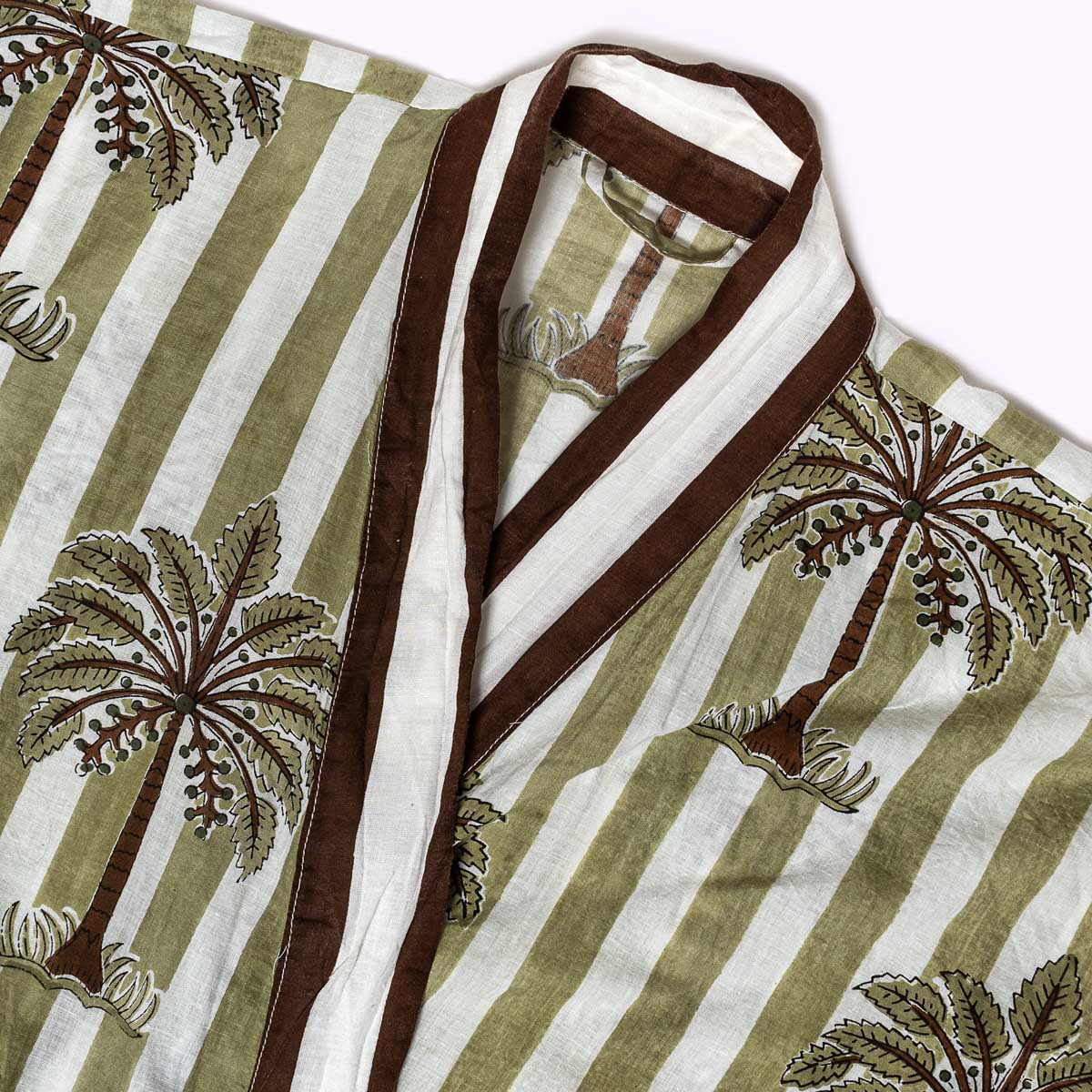 Leichter Baumwoll Kimono "Olive Oasis"
