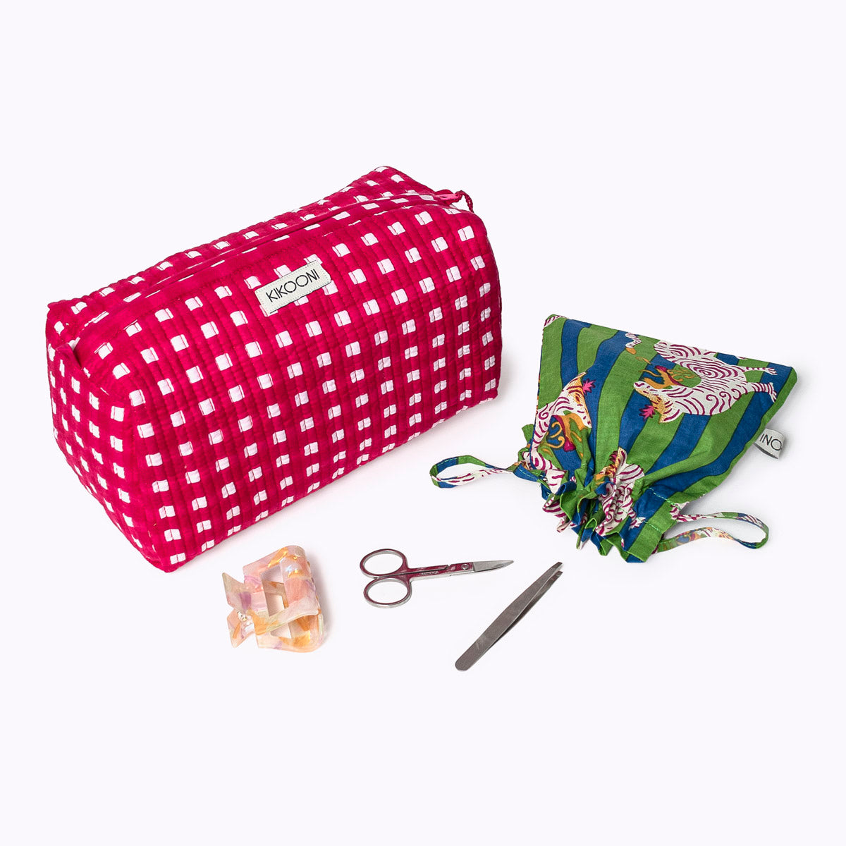 Kosmetiktasche "Happy Checks" pink