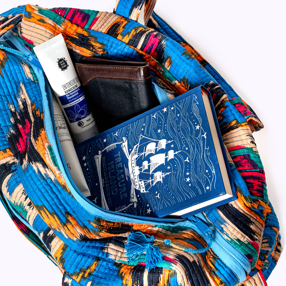 Große Reisetasche "BLUE IKAT"