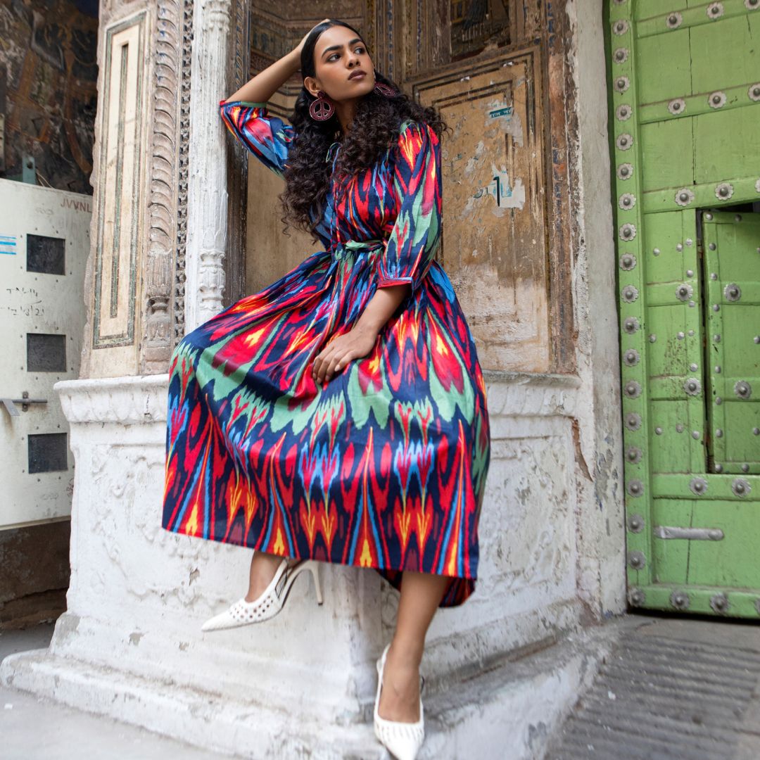 Muse Dress "Dark Ikat"