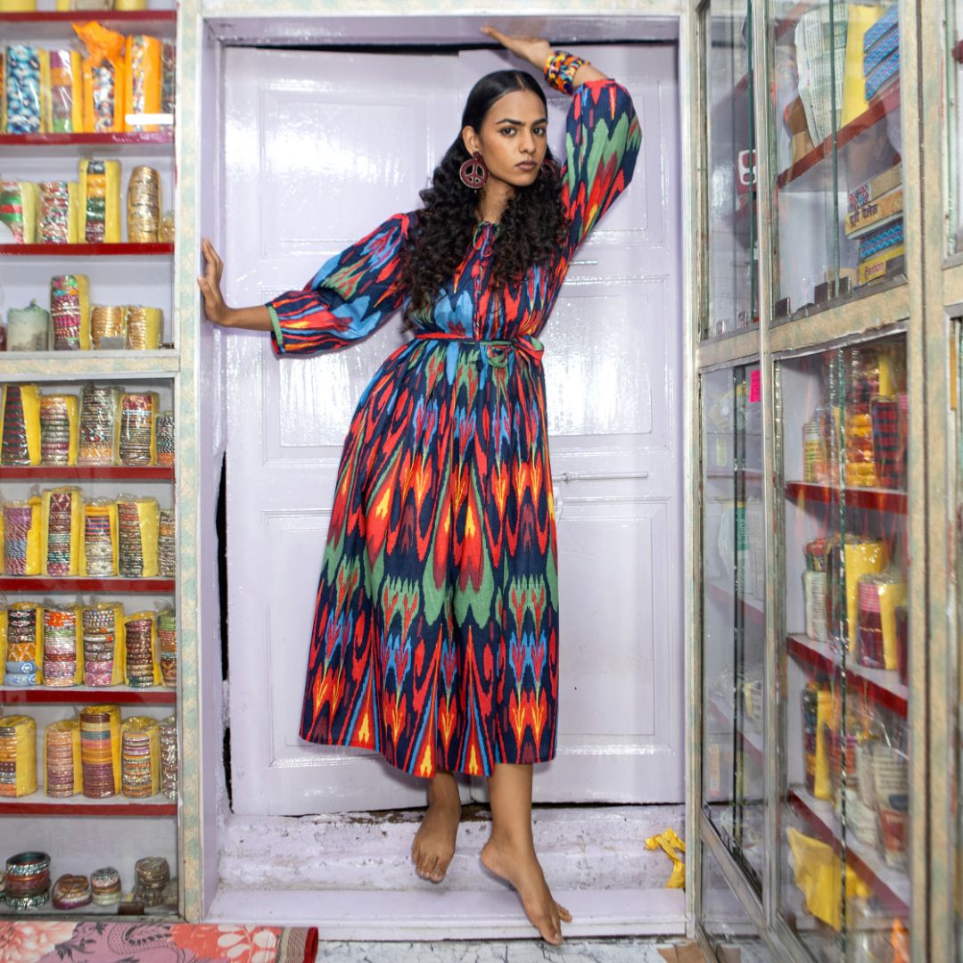 Muse Dress "Dark Ikat"
