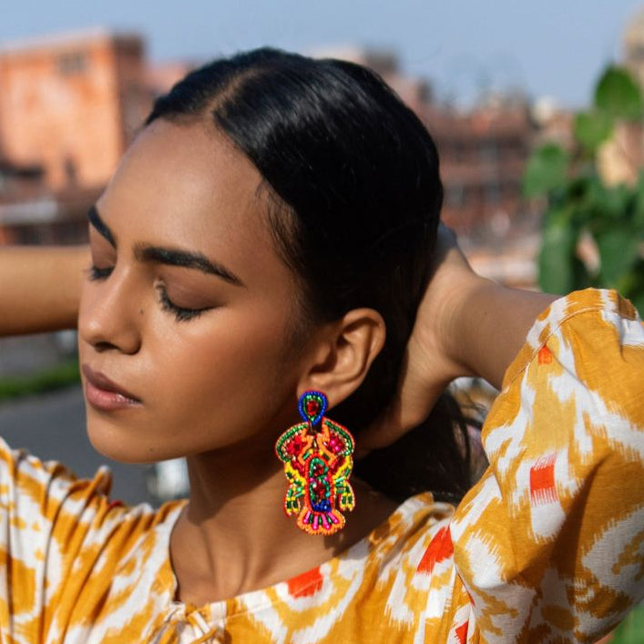 Beaded earrings "Funky Lobster"