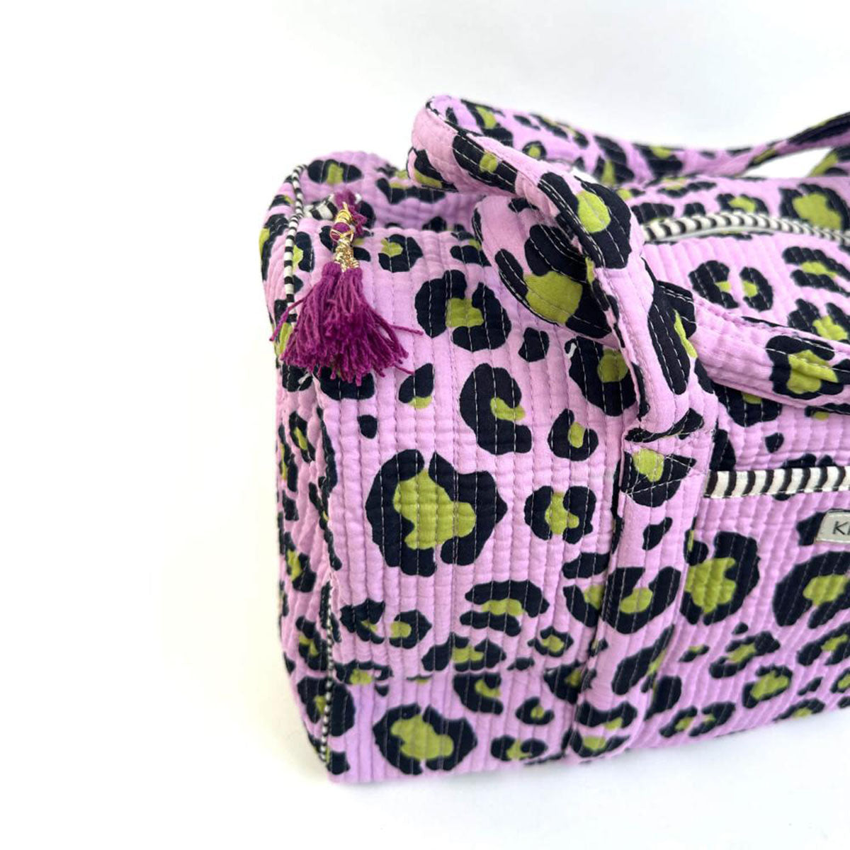 Handmade cotton bag "Oh Leo - cosmic lilac"