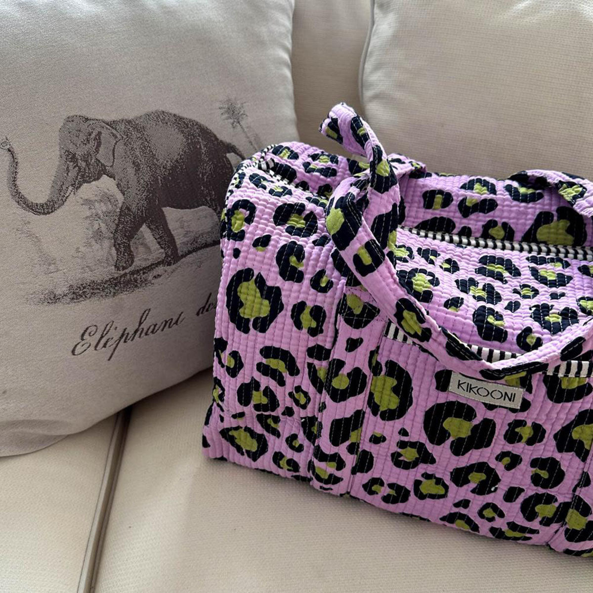 Handmade cotton bag "Oh Leo - cosmic lilac"