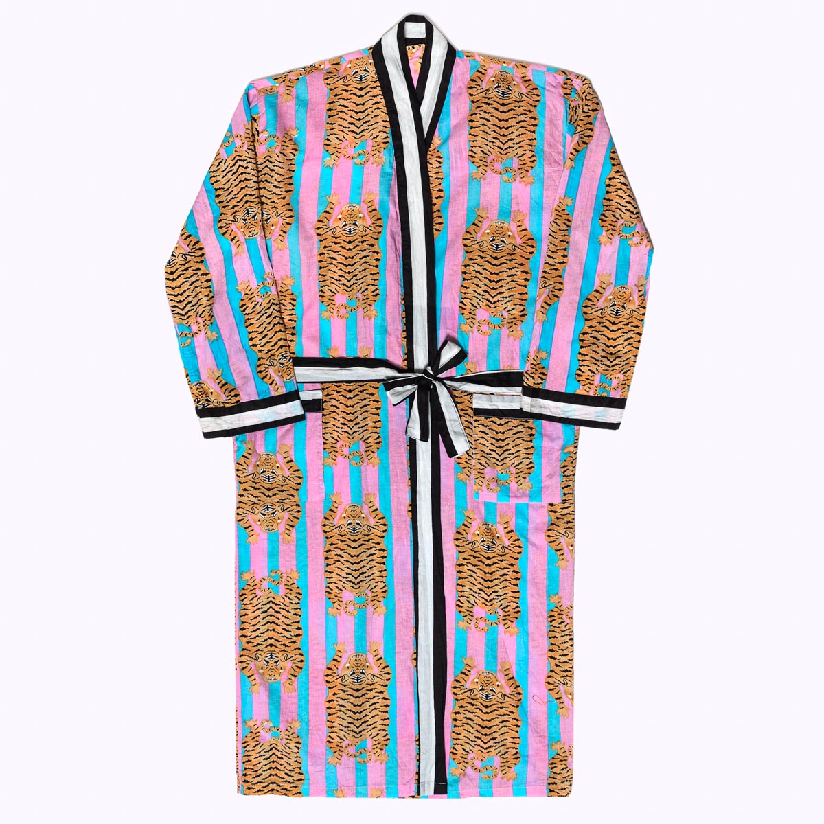 Lightweight cotton kimono "Poppy Tiger Bubblegum"
