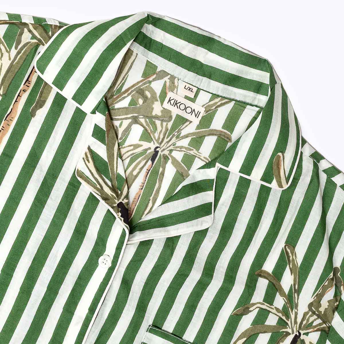 handbedruckter Baumwoll "Palm Stripes - green"