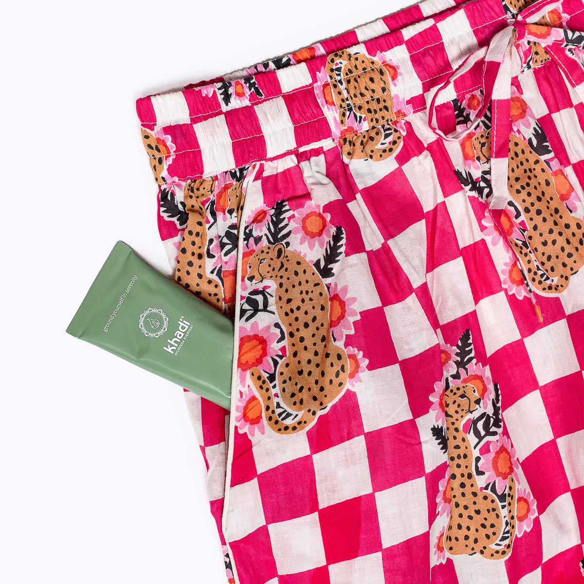 handbedruckter Baumwoll "WILD CHECK pink"