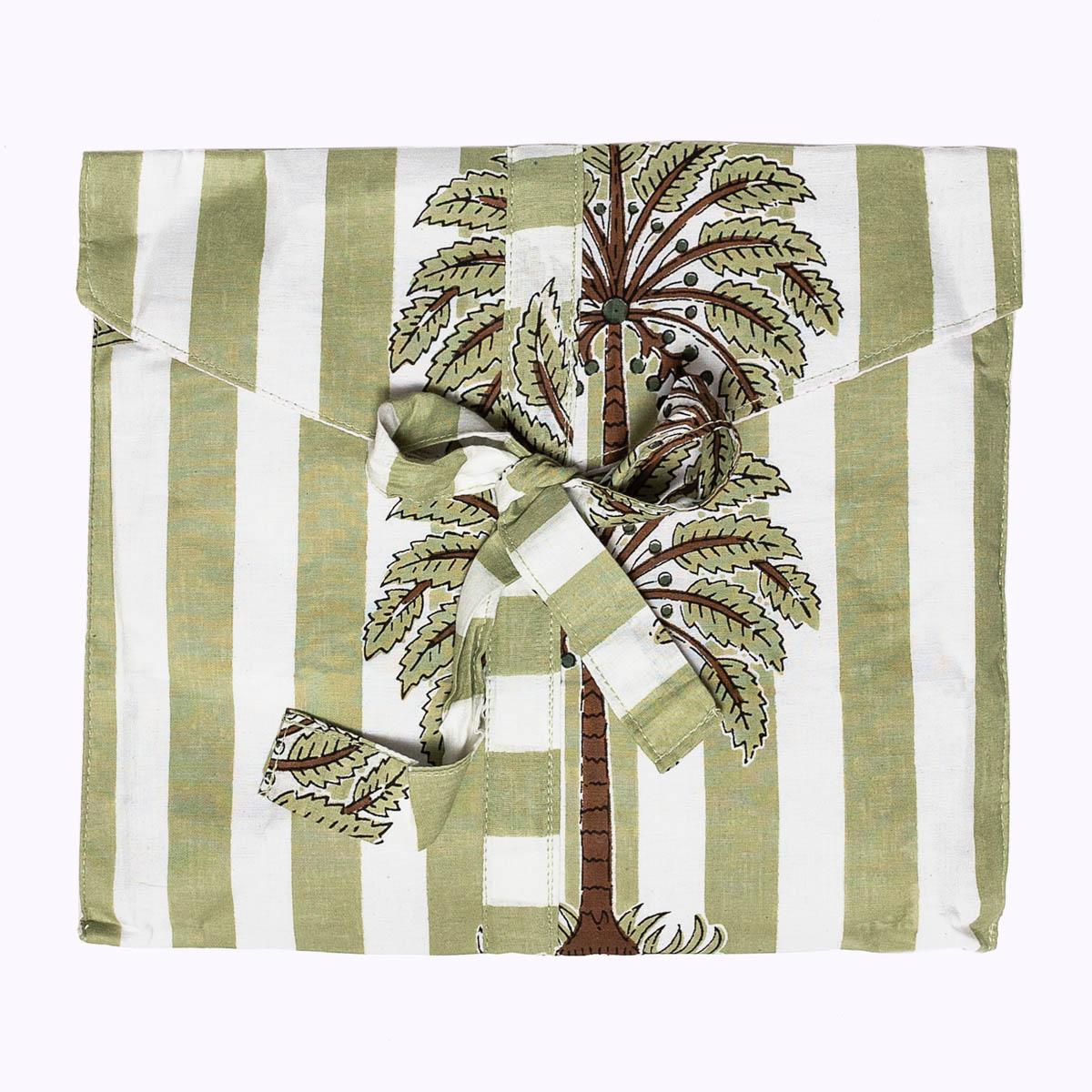 hand-printed cotton pajamas "Olive Oasis"