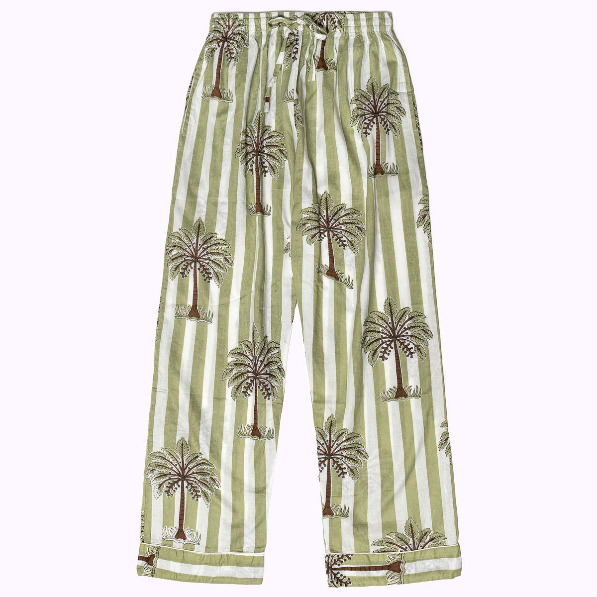 hand-printed cotton pajamas "Olive Oasis"