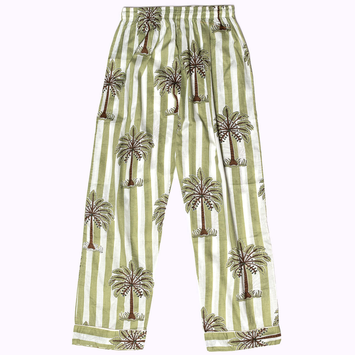 hand-printed cotton pajamas "Olive Oasis"