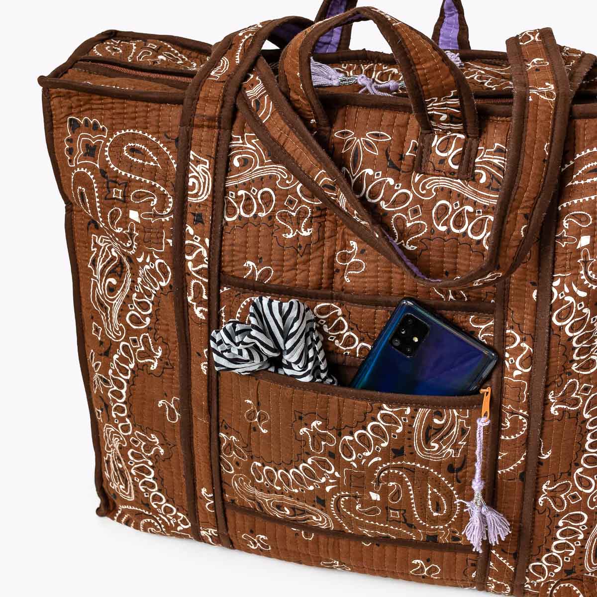 Reise Tote Bag "Paisley Espresso"