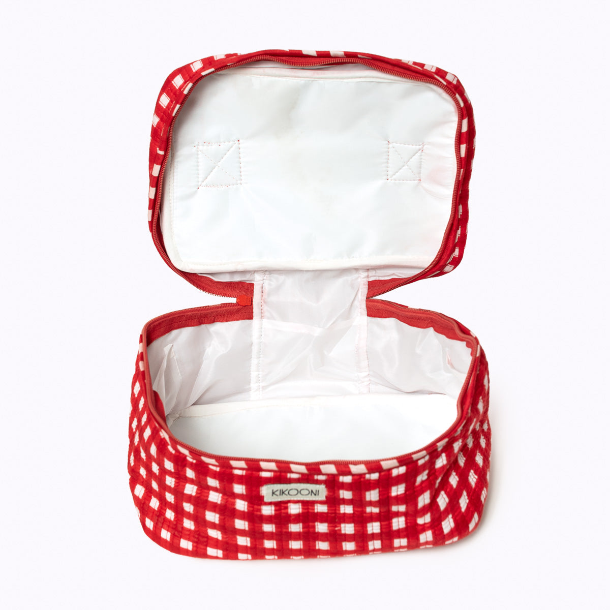 Large cosmetic bag BIG BEAUTY "CHECKS" red