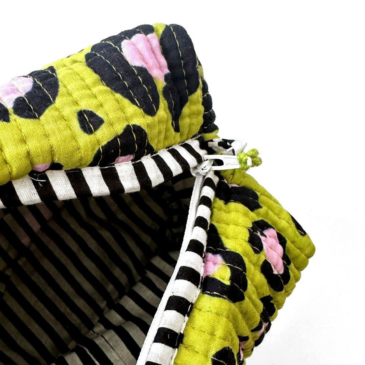 Handmade small cosmetic bag "oh leo cosmic green"