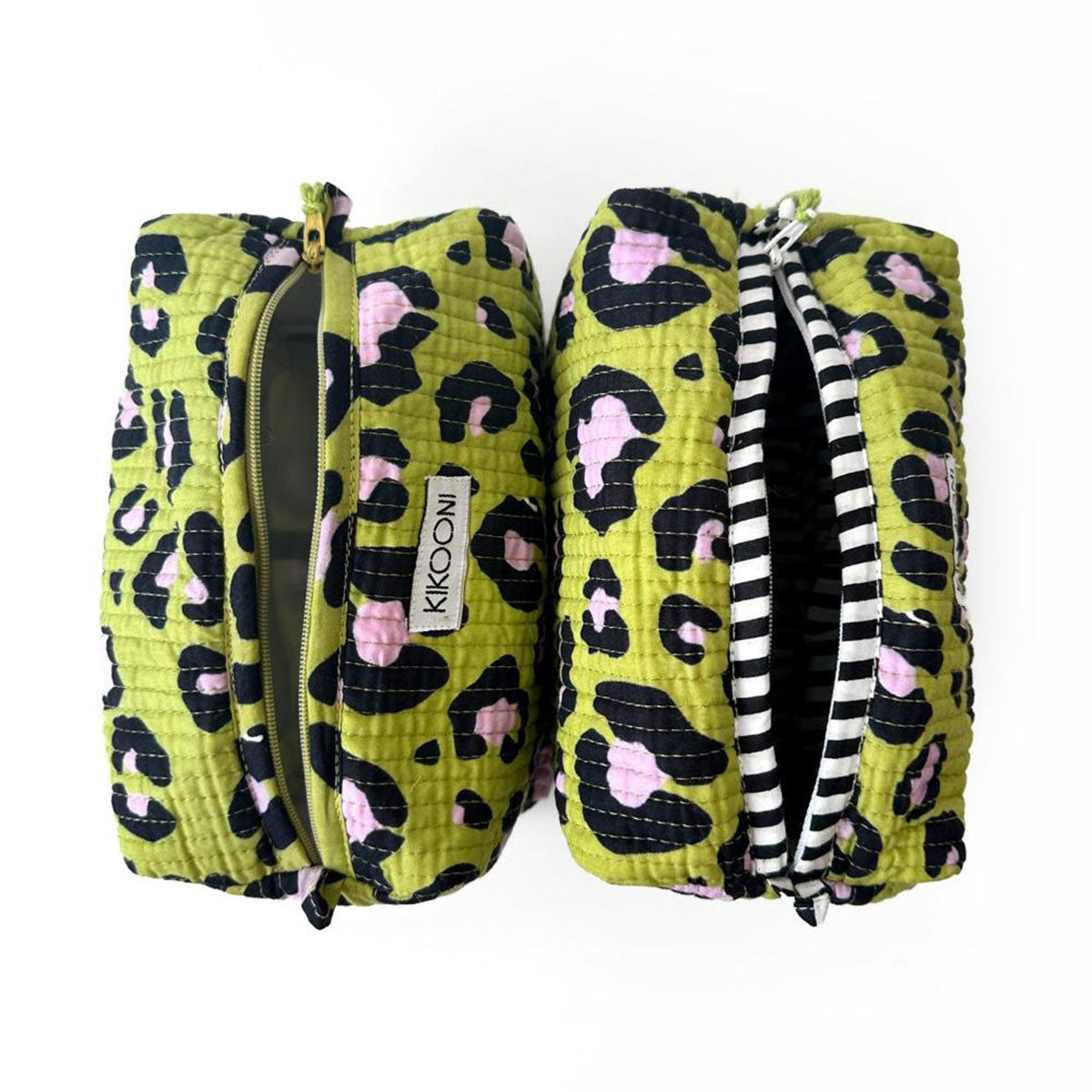 Handmade small cosmetic bag "oh leo cosmic green"