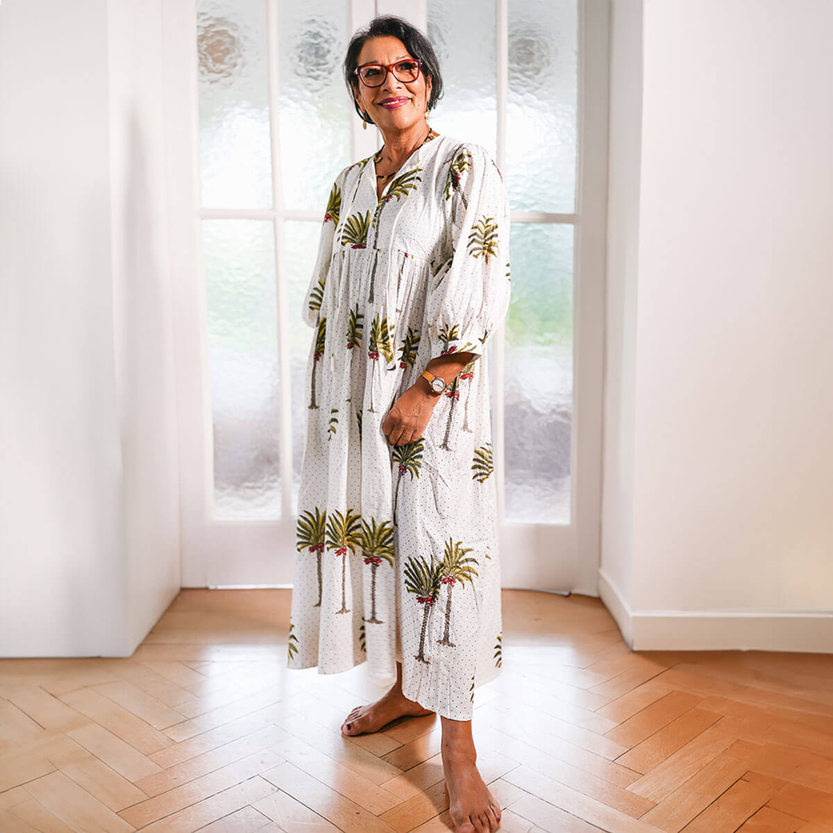 "Feel Good" Cotton Dress "Palms"