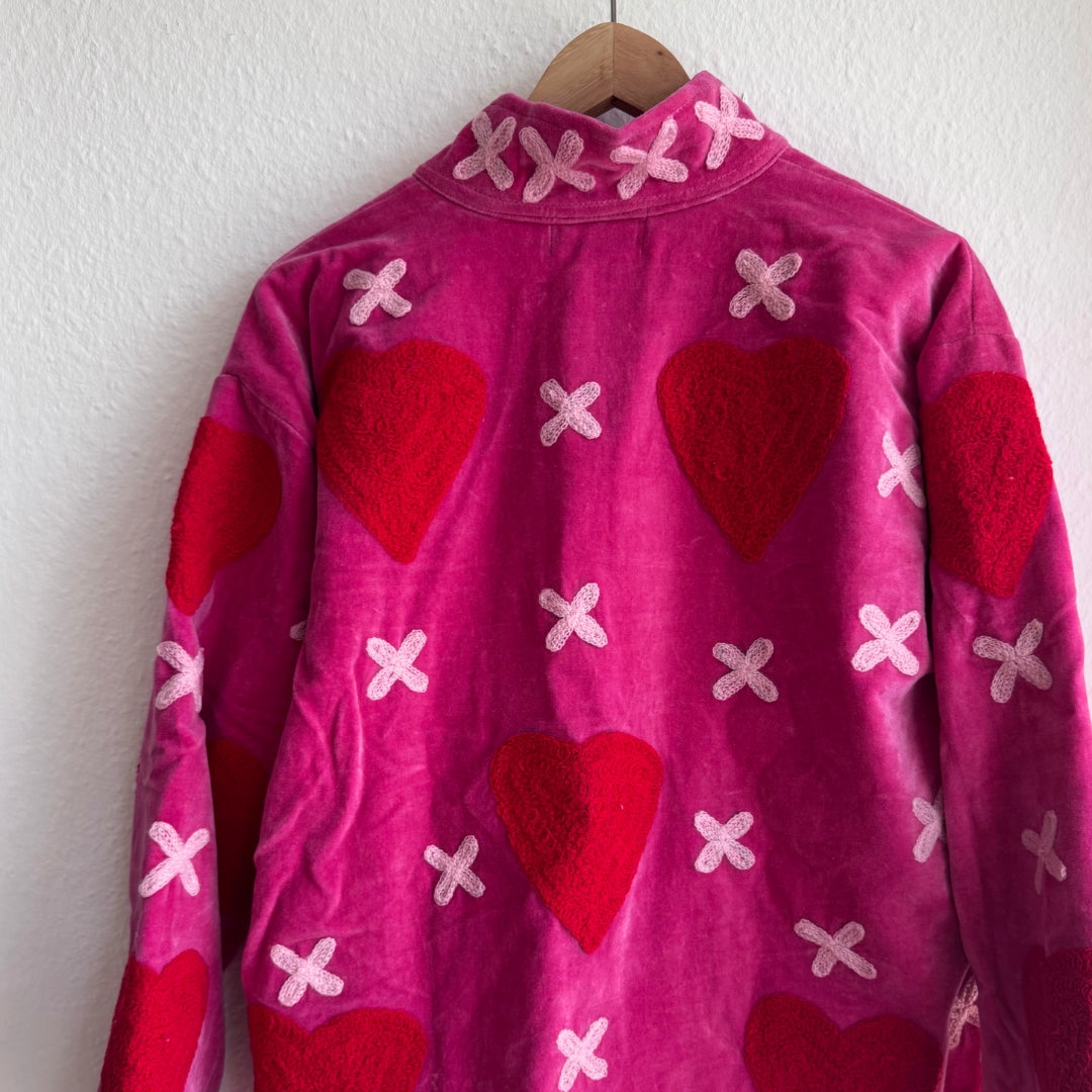 Handgefertigte Velvet Jacke "my Love" red