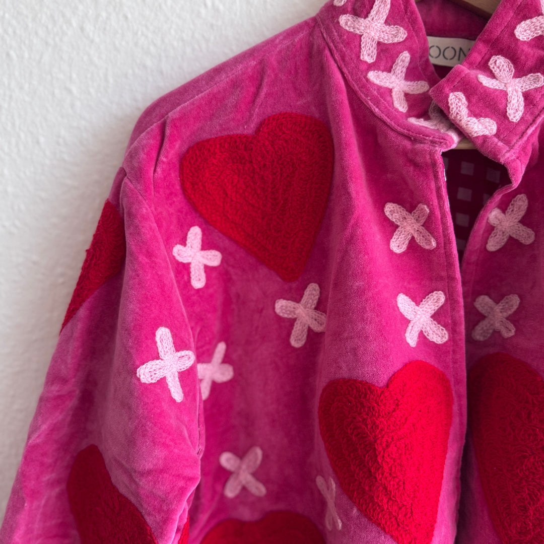 Handgefertigte Velvet Jacke "my Love" red