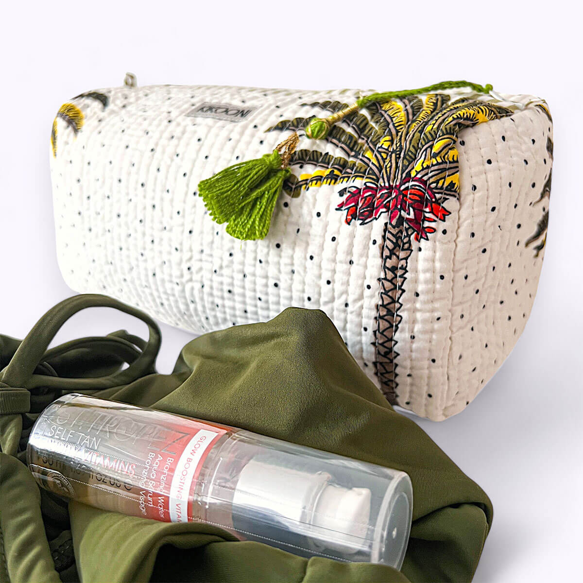 Handgemachte Kosmetiktasche "Palms"