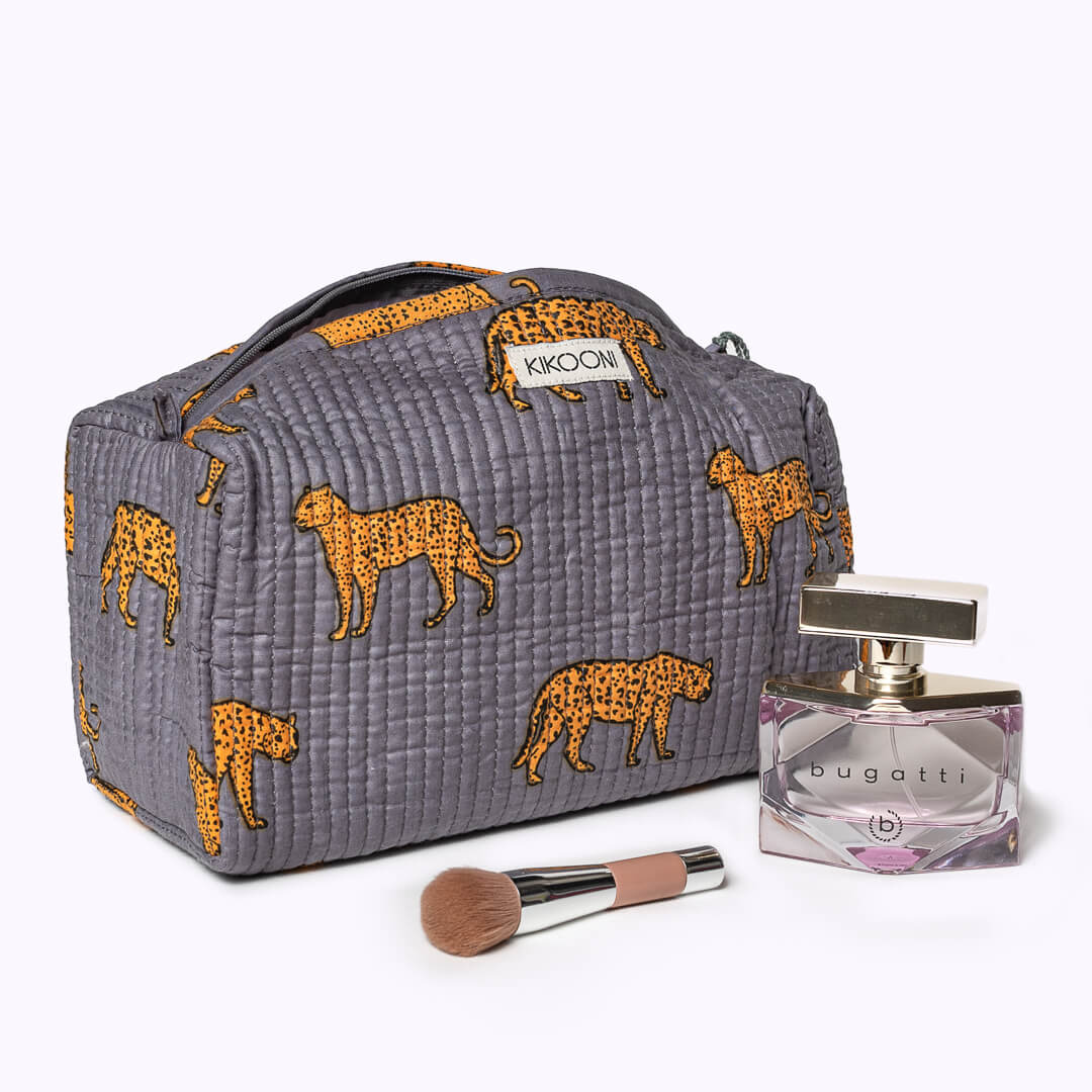 "Grey Leopard" cosmetic bag