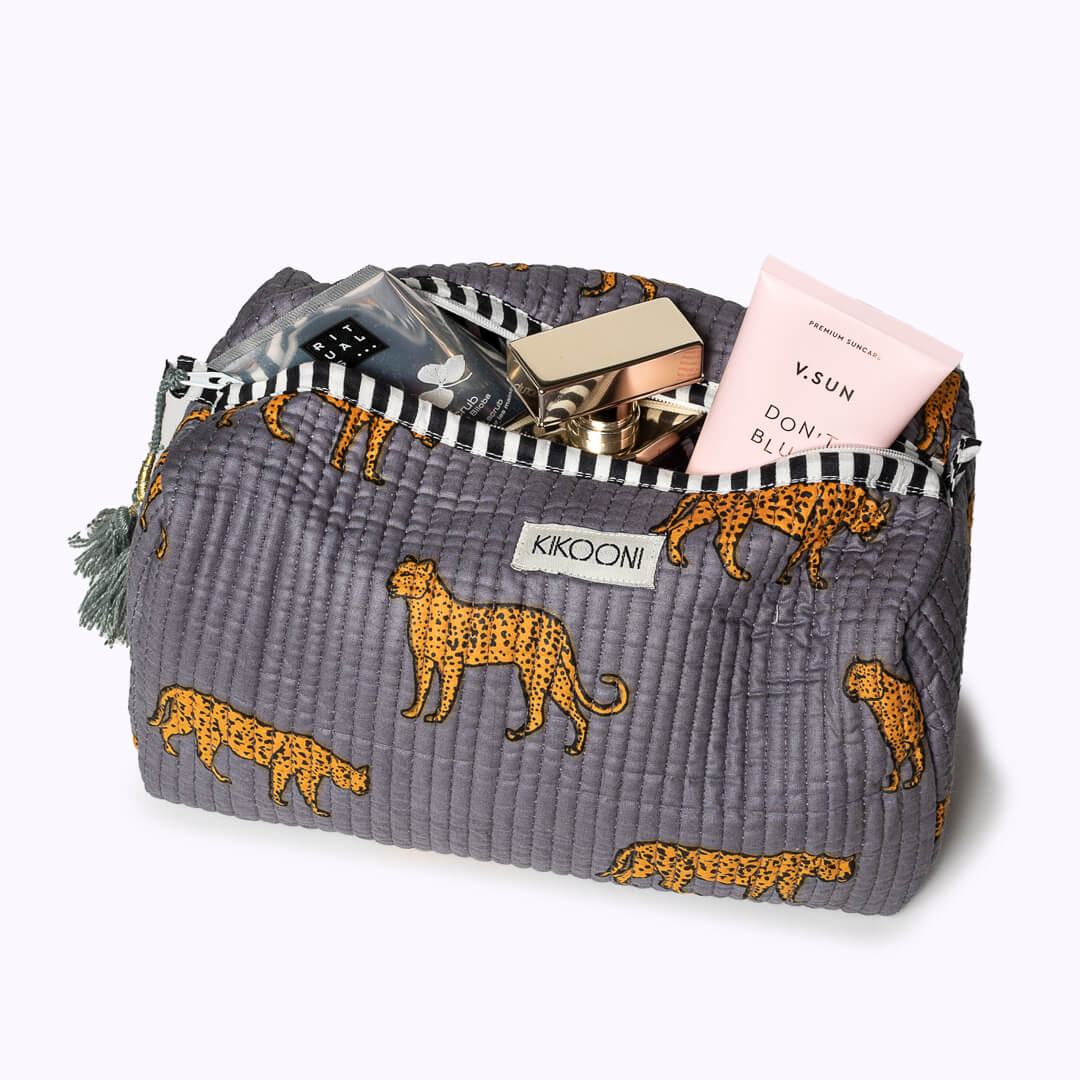 "Grey Leopard" cosmetic bag