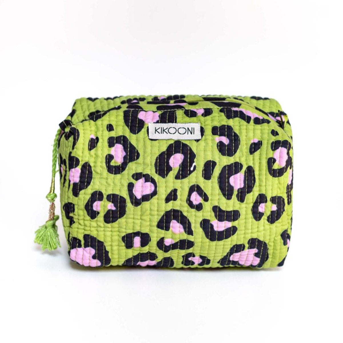 Handmade small cosmetic bag "oh leo cosmic green"
